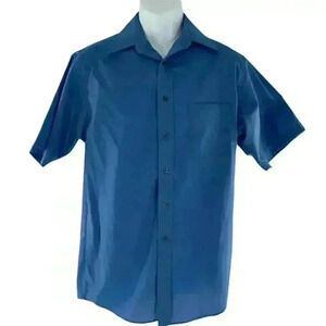 Puritan Men's Blue Wrinkle Short Sleeve Button Up Casual Dress Shirt Size 15